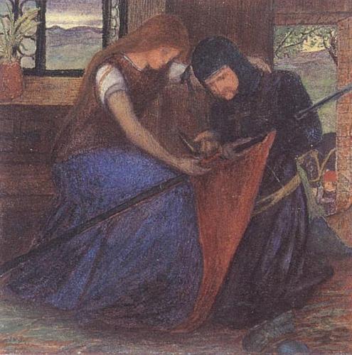 Elizabeth Siddal A Lady Affixing a Pennant to a Knight's Spear Sweden oil painting art